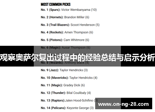 观察奥萨尔复出过程中的经验总结与启示分析